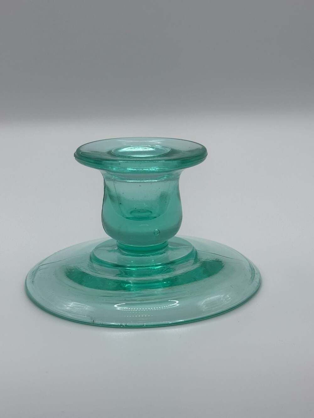 Vintage Green Uranium Depression Glass Single Taper Candle Holder
